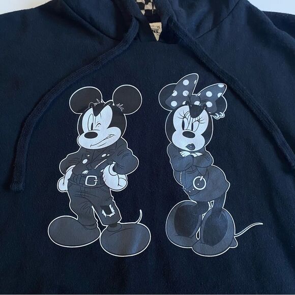 Vans x Disney Punk Mickey & Minnie Mouse Flames Checkered Pullover Hoodie Sz XS - Picture 7 of 16